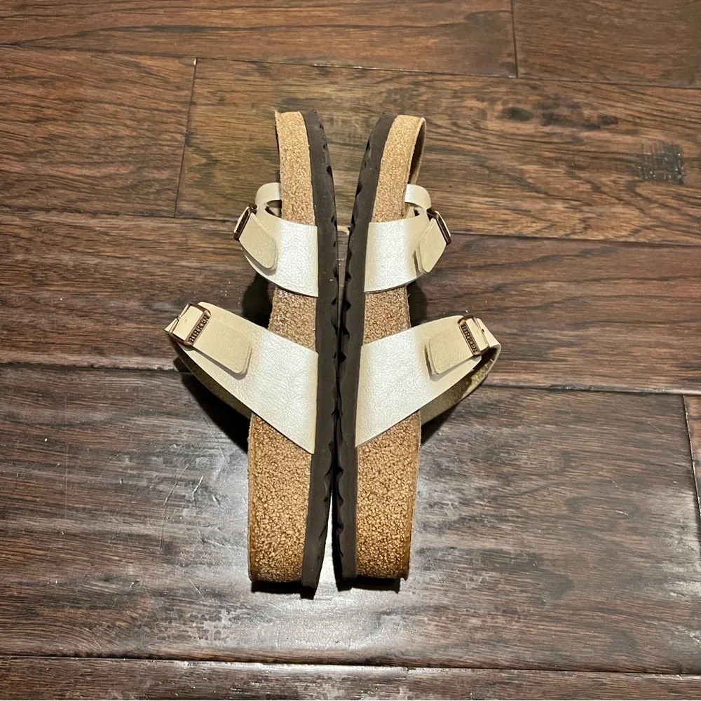 Birkenstock Style Beige Double Strap Sandals